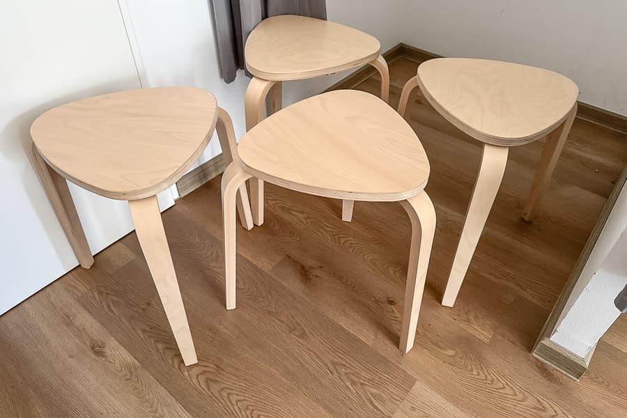4 Holz Hocker